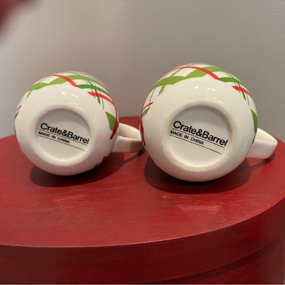 Crate and Barrel expresso or eggnog cups.  Two, holiday plaid. - Picture 5 of 6